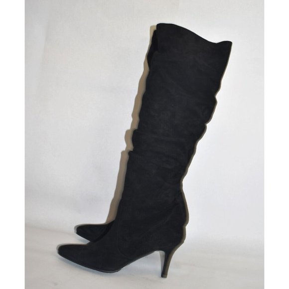 $700 STUART WEITZMAN Lafayette Slouch Boot OVER THE KNEE SUEDE BLACK 8.5 (JB25) - Picture 7 of 10